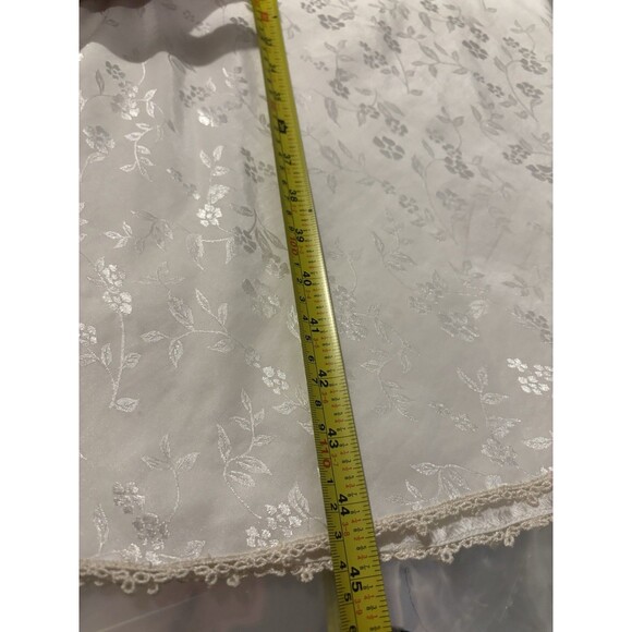 Vtg 80s Nightgown Dress White Satin Floral Lace Bridal Prairie Cottagecore SZ L - Picture 3 of 16